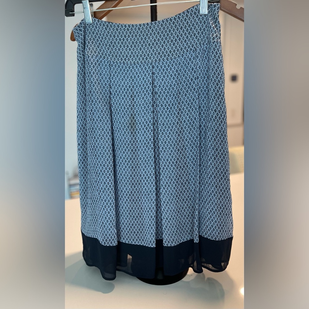 Navy Blue A-Line Skirt with Checkered Pattern Flowy Women's Size: 6